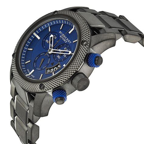 Burberry Sport Chronograph Blue Dial Dark Nickel Ion 